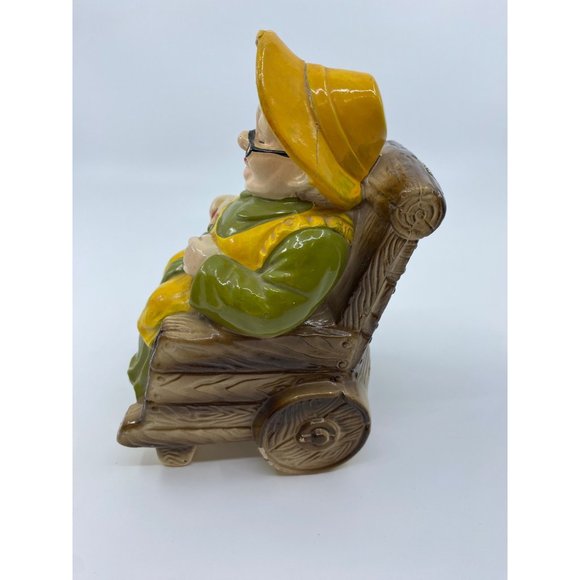 Vintage Knitting Grandmother In Rocking Chair coin Bank - Picture 3 of 6